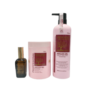 ست شامپو و ماسک مو و روغن آرگان و بذر کتان رزگلد ROSE GOLD